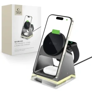 Kup Tech-Protect QI15W-A43 3in1 Magnetic MagSafe Wireless Charger Schwarz - THP3697 - {ean13} - Sklep Home Screen
