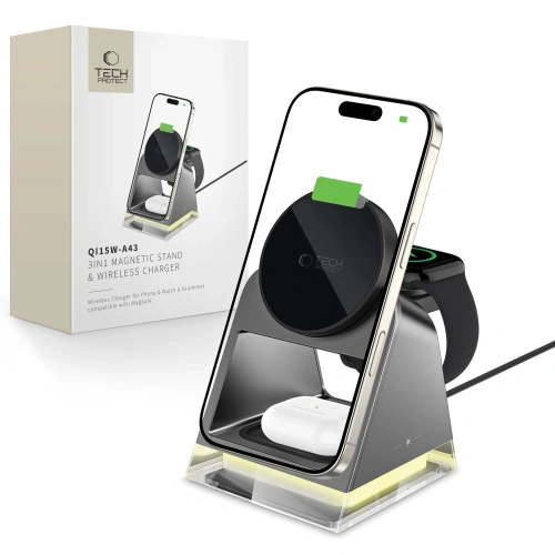 Kup Ładowarka bezprzewodowa Tech-Protect QI15W-A43 3in1 Magnetic MagSafe Wireless Charger Black - THP3697 - {ean13} - Sklep Home Screen