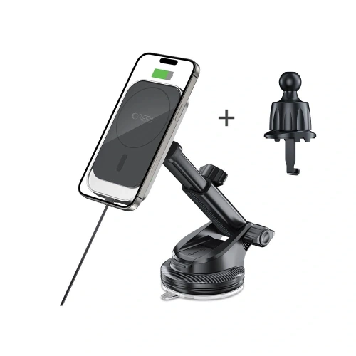 Buy Tech-Protect MM15W-V9 Magnetic MagSafe Dashboard & Vent Car Mount Wireless Charger 15W Black - THP3699 - {ean13} - Home Screen Store Europe