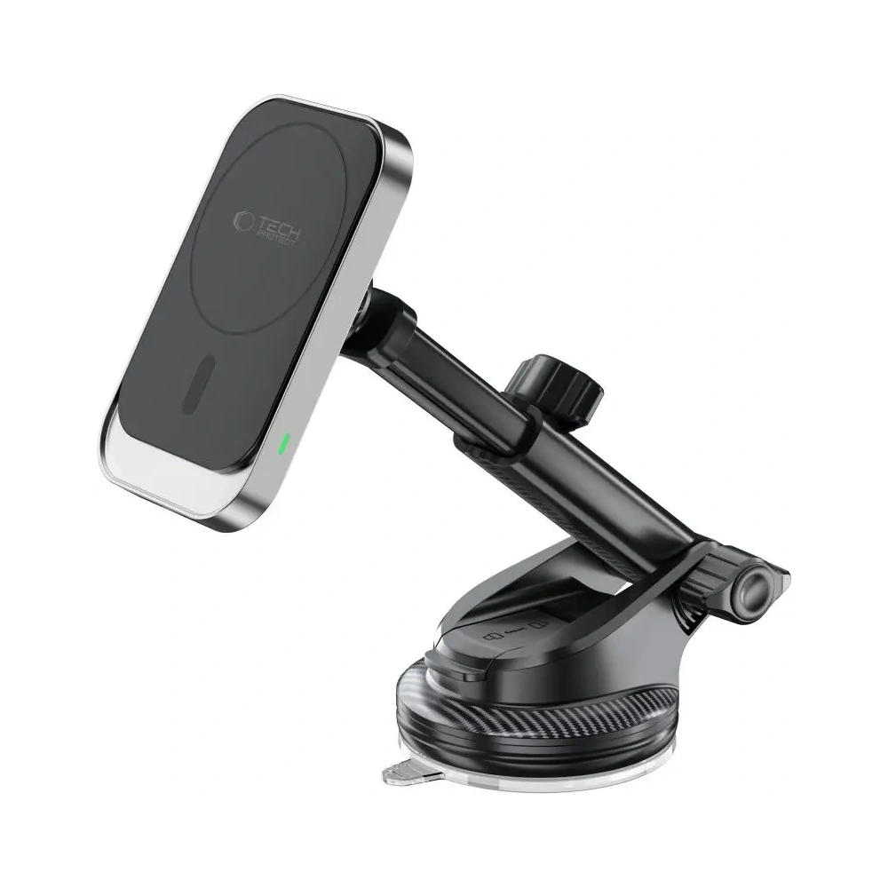 Uchwyt samochodowy na kokpit / do kratki z ładowarką bezprzewodową Tech-Protect MM15W-V9 Magnetic MagSafe Dashboard & Vent Car Mount Wireless Charger 15W Black