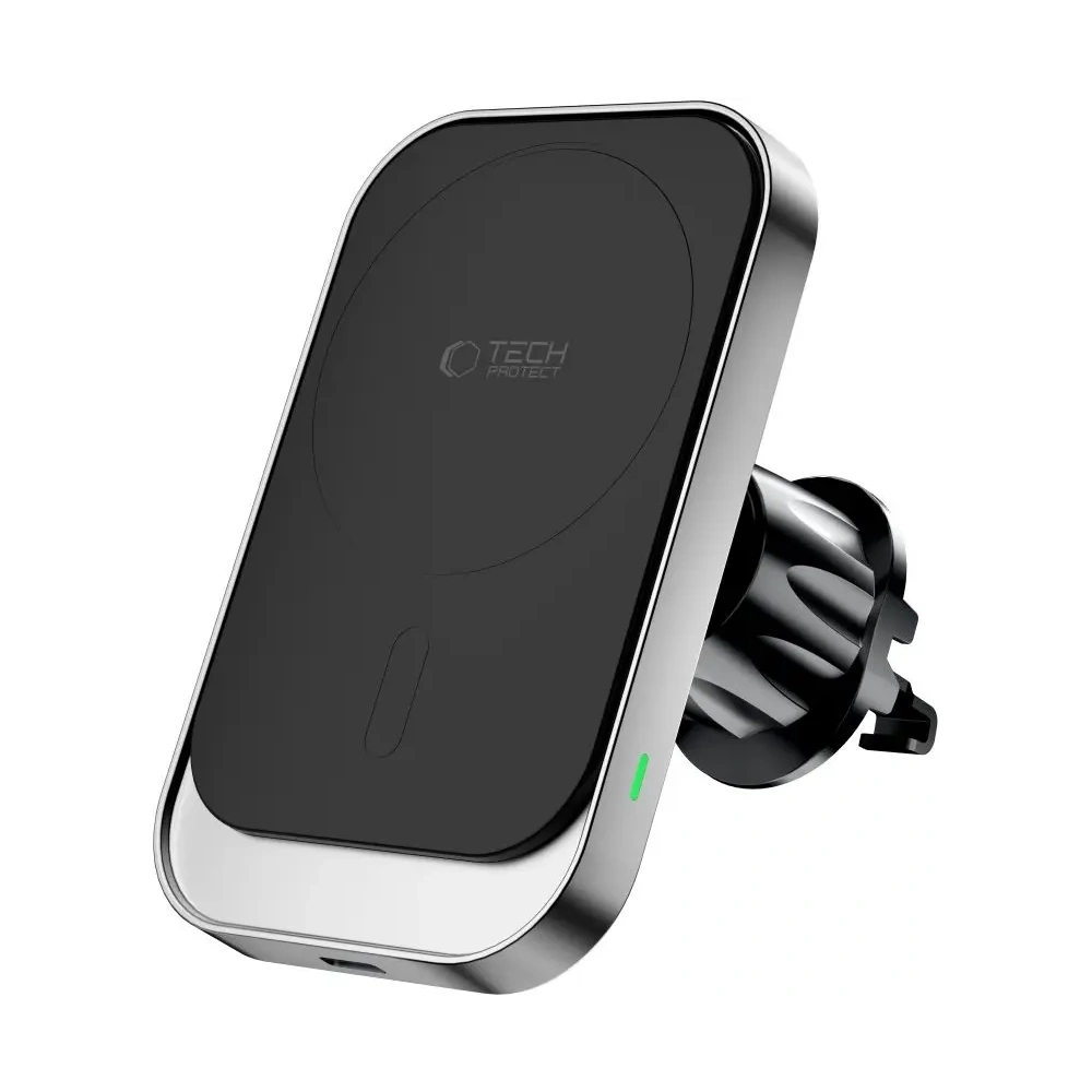 Uchwyt samochodowy na kokpit / do kratki z ładowarką bezprzewodową Tech-Protect MM15W-V9 Magnetic MagSafe Dashboard & Vent Car Mount Wireless Charger 15W Black