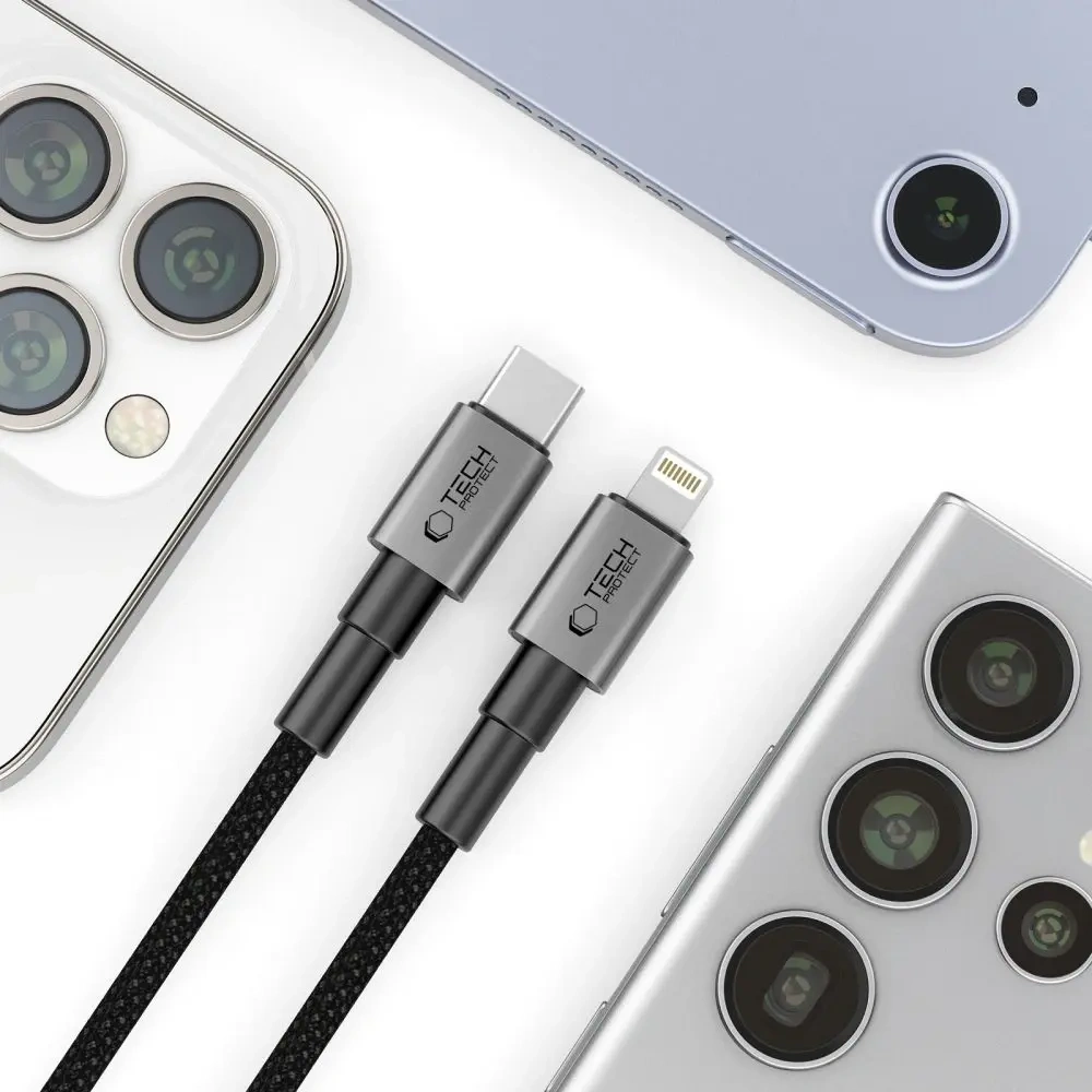Kabel Tech-Protect Ultraboost DNA USB-C / Lightning Cable PD27W/3A 200cm Iron Grey