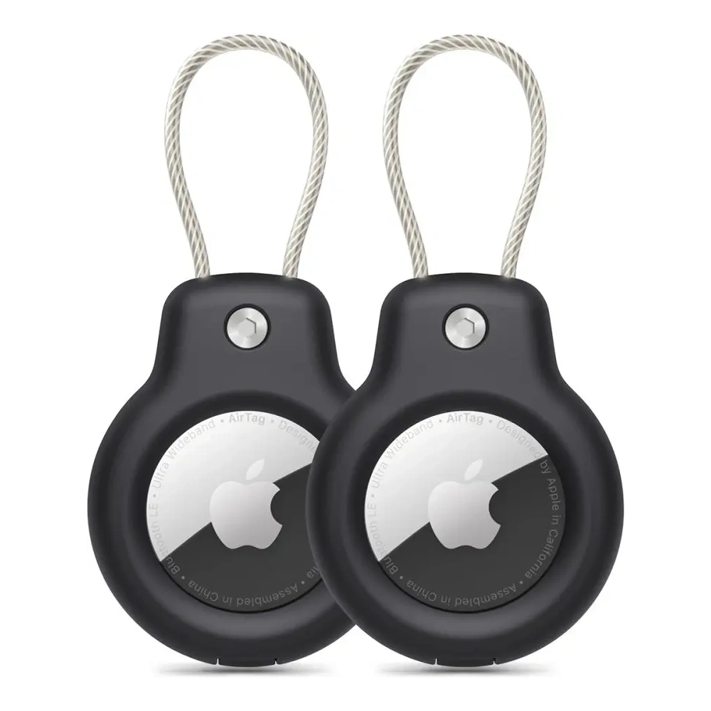 Etui Tech-Protect Rough Vein Apple Airtag Black [2 PACK]