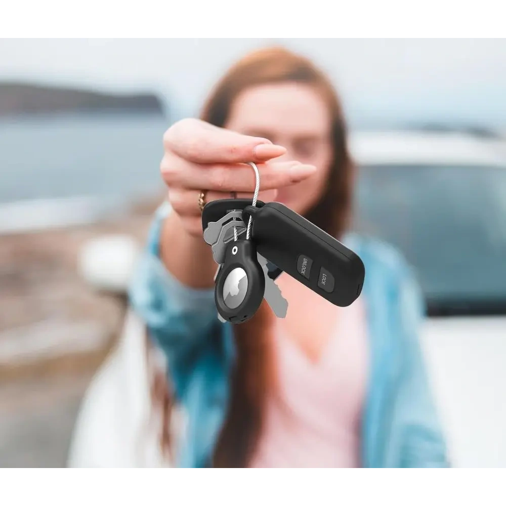 Etui Tech-Protect Rough Vein Apple Airtag Black [2 PACK]