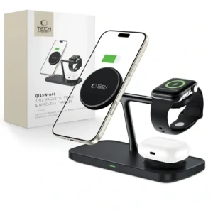 Kup Bezdrátová nabíječka Tech-Protect QI15W-A45 3v1 Magnetic MagSafe Wireless Charger Black - THP3732 - {ean13} - Sklep Home Screen