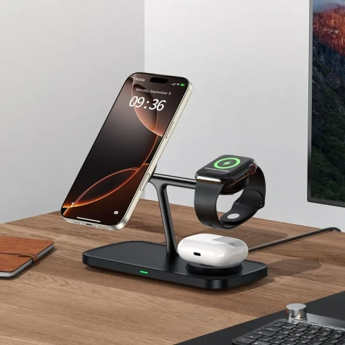 Kup Tech-Protect QI15W-A45 3in1 Magnetic MagSafe Wireless Charger Schwarz - THP3732 - {ean13} - Sklep Home Screen