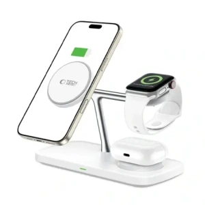 Kup Ładowarka bezprzewodowa Tech-Protect QI15W-A45 3in1 Magnetic MagSafe Wireless Charger White - THP3733 - {ean13} - Sklep Home Screen