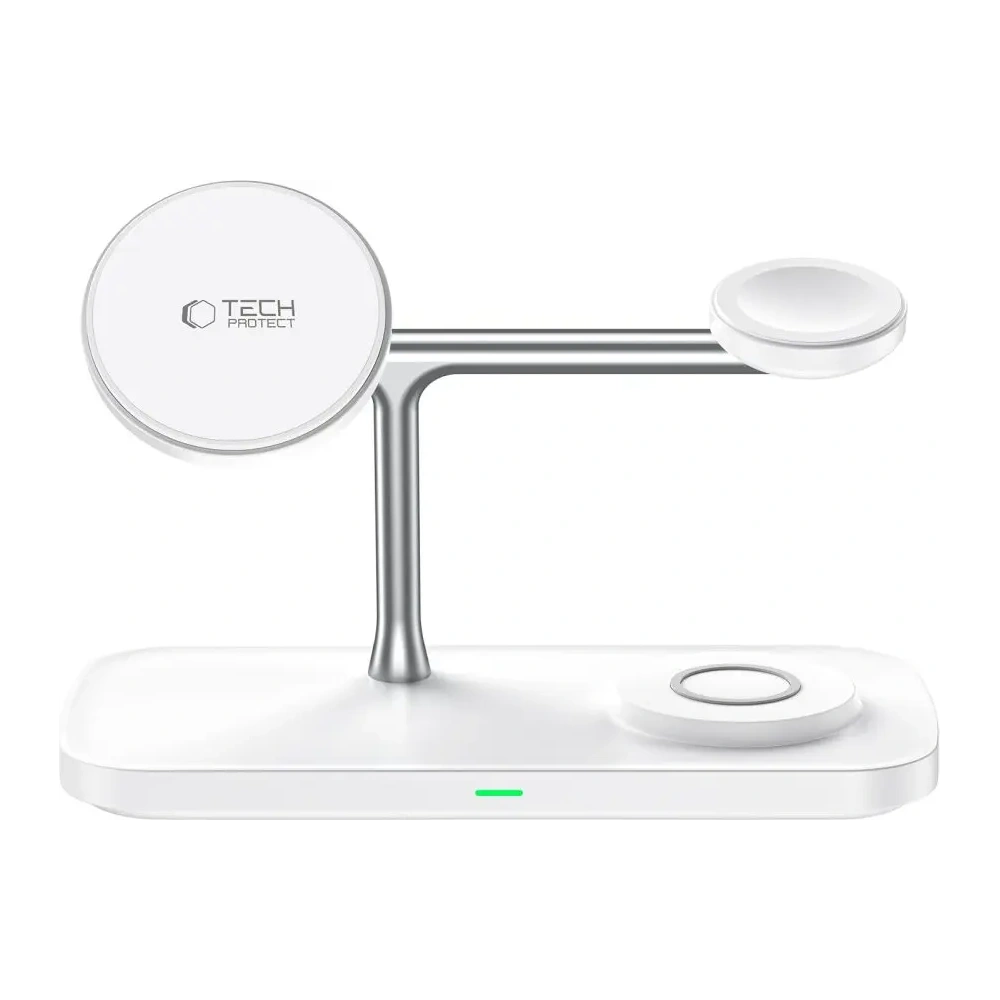 Ładowarka bezprzewodowa Tech-Protect QI15W-A45 3in1 Magnetic MagSafe Wireless Charger White