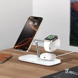 Kup Ładowarka bezprzewodowa Tech-Protect QI15W-A45 3in1 Magnetic MagSafe Wireless Charger White - THP3733 - {ean13} - Sklep Home Screen