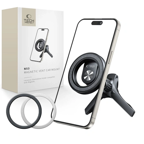 Kup Uchwyt samochodowy do kratki Tech-Protect N53 Magnetic MagSafe Stable Vent Car Mount Black - THP3734 - {ean13} - Sklep Home Screen