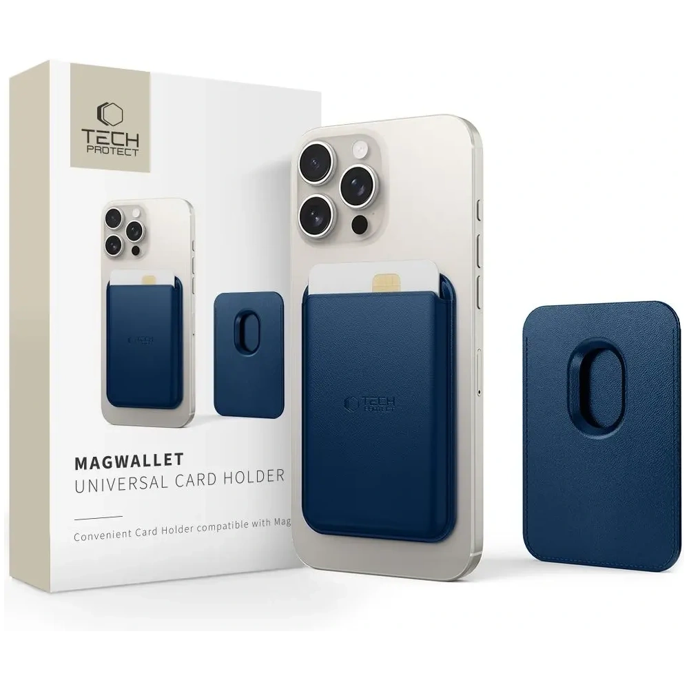 Magnetyczne etui na karty Tech-Protect MagWallet MagSafe Universal Magnetic Card Holder Navy Blue
