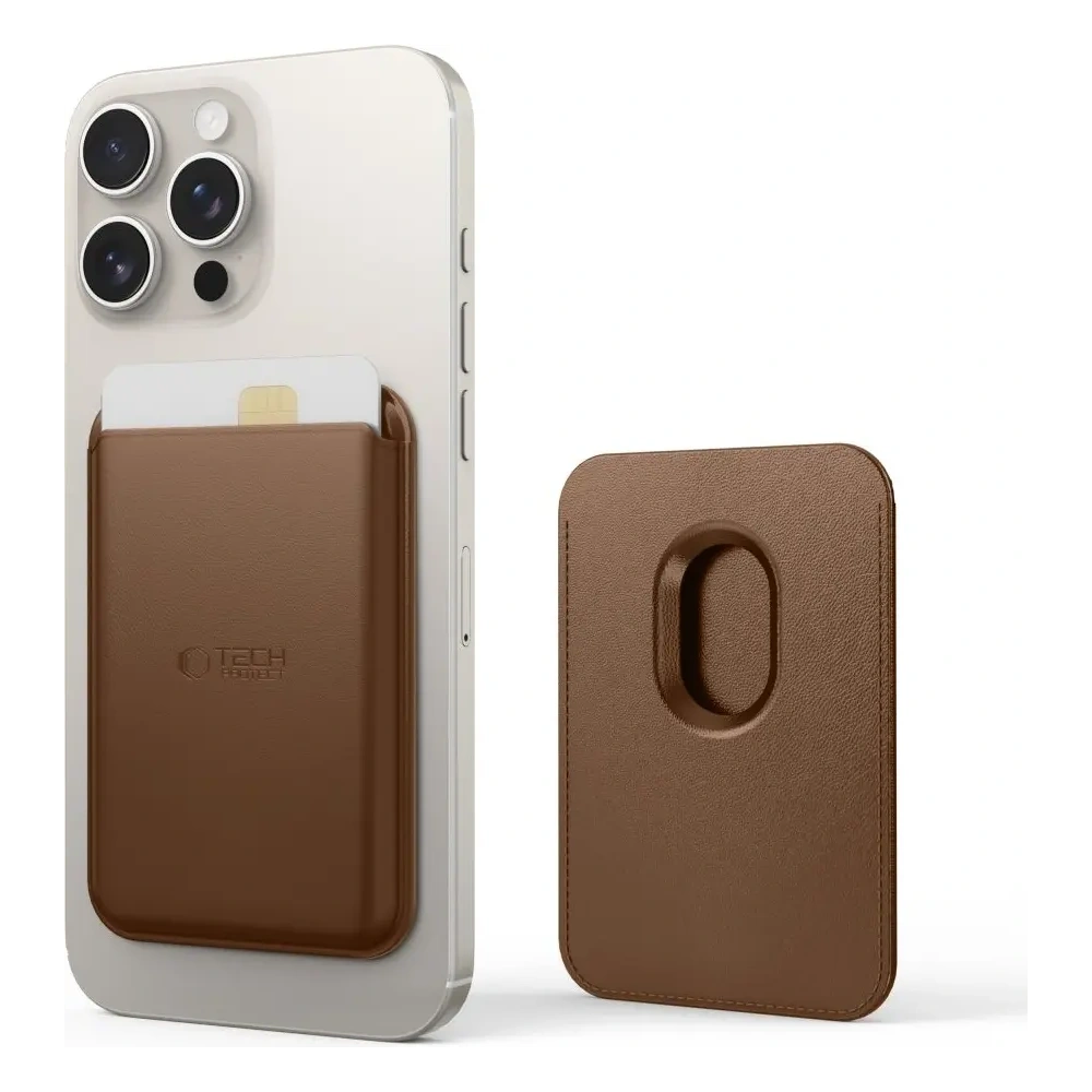 Magnetyczne etui na karty Tech-Protect MagWallet MagSafe Universal Magnetic Card Holder Brown