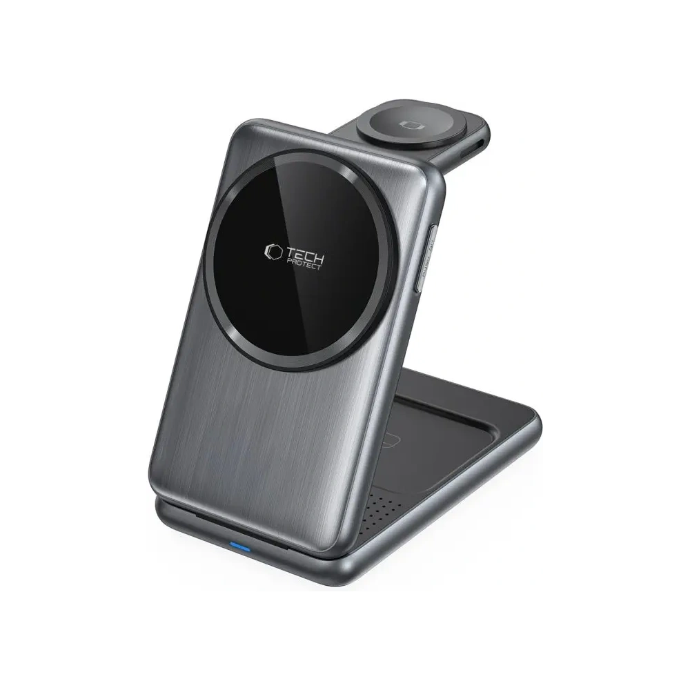 Ładowarka bezprzewodowa Tech-Protect QI15W-A42 3in1 Magnetic MagSafe Wireless Charger Space Grey