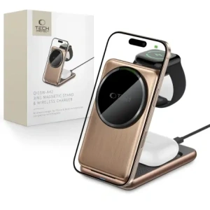 Kup Ładowarka bezprzewodowa Tech-Protect QI15W-A42 3in1 Magnetic MagSafe Wireless Charger Desert Gold - THP3738 - {ean13} - Sklep Home Screen