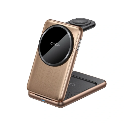 Kup Ładowarka bezprzewodowa Tech-Protect QI15W-A42 3in1 Magnetic MagSafe Wireless Charger Desert Gold - THP3738 - {ean13} - Sklep Home Screen