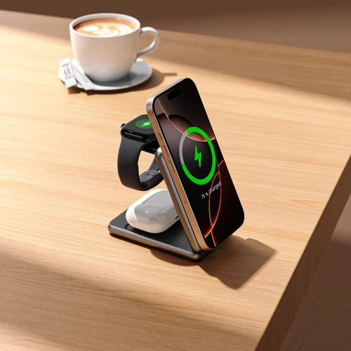 Kup Ładowarka bezprzewodowa Tech-Protect QI15W-A42 3in1 Magnetic MagSafe Wireless Charger Desert Gold - THP3738 - {ean13} - Sklep Home Screen