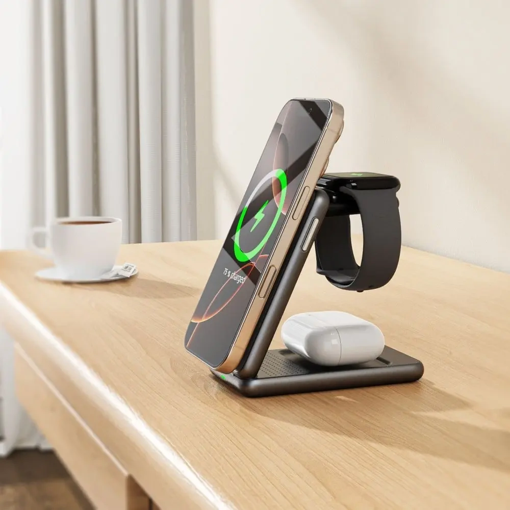 Ładowarka bezprzewodowa Tech-Protect QI15W-A42 3in1 Magnetic MagSafe Wireless Charger Desert Gold