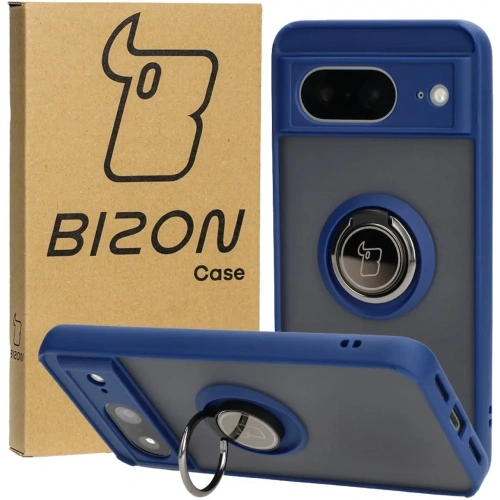 Kup Bizon Case Hybrid Ring Google Pixel 8 rauchig mit einem navyblauen Rahmen - BIZ8052 - {ean13} - Sklep Home Screen