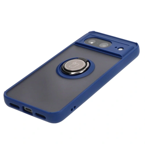 Kup Etui z uchwytem na palec Bizon Case Hybrid Ring do Google Pixel 8 przydymione z granatową ramką - BIZ8052 - {ean13} - Sklep Home Screen