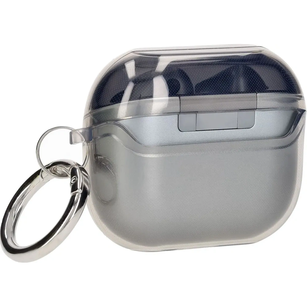 Elastyczne etui z karabińczykiem Bizon Case Headphone Clear do Samsung Galaxy Buds 3/3 Pro przeźroczysto-czarne