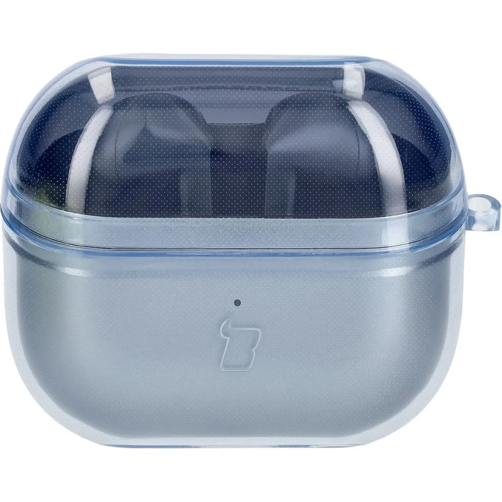 Elastyczne etui z karabińczykiem Bizon Case Headphone Clear do Samsung Galaxy Buds 3/3 Pro przeźroczysto-niebieskie