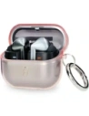 Elastyczne etui z karabińczykiem Bizon Case Headphone Clear do Samsung Galaxy Buds 3/3 Pro przeźroczysto-różowe