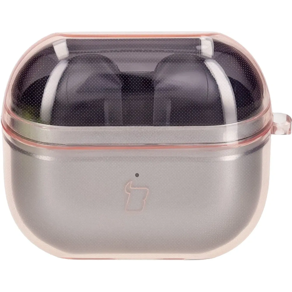 Elastyczne etui z karabińczykiem Bizon Case Headphone Clear do Samsung Galaxy Buds 3/3 Pro przeźroczysto-różowe