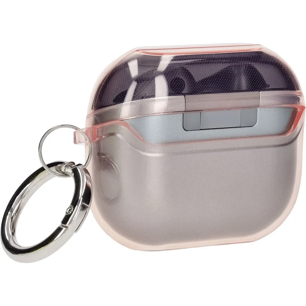 Elastyczne etui z karabińczykiem Bizon Case Headphone Clear do Samsung Galaxy Buds 3/3 Pro przeźroczysto-różowe