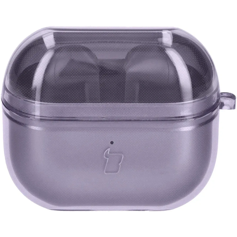 Elastyczne etui z karabińczykiem Bizon Case Headphone Clear do Samsung Galaxy Buds 3/3 Pro przeźroczysto-fioletowe