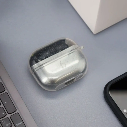 Kup Elastické pouzdro s karabinou Bizon Case Headphone Clear pro Samsung Galaxy Buds 3/3 Pro průhledné s třpytkami - BIZ8066 - {ean13} - Sklep Home Screen
