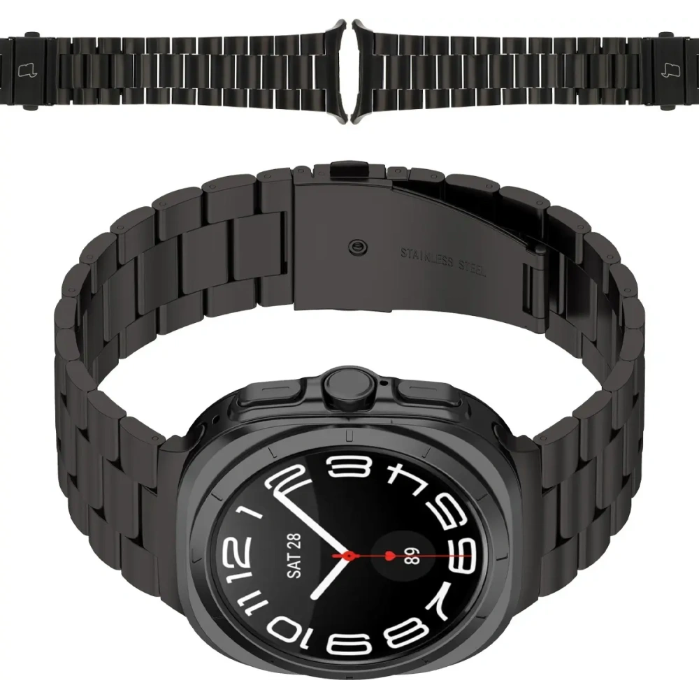 Pasek ze stali nierdzewnej Bizon Strap Watch Aura do Samsung Galaxy Watch Ultra 47 mm czarny