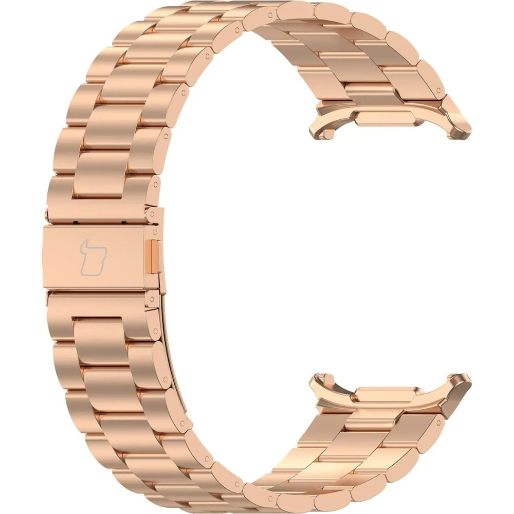 Pasek ze stali nierdzewnej Bizon Strap Watch Aura do Samsung Galaxy Watch Ultra 47 mm różowozłoty