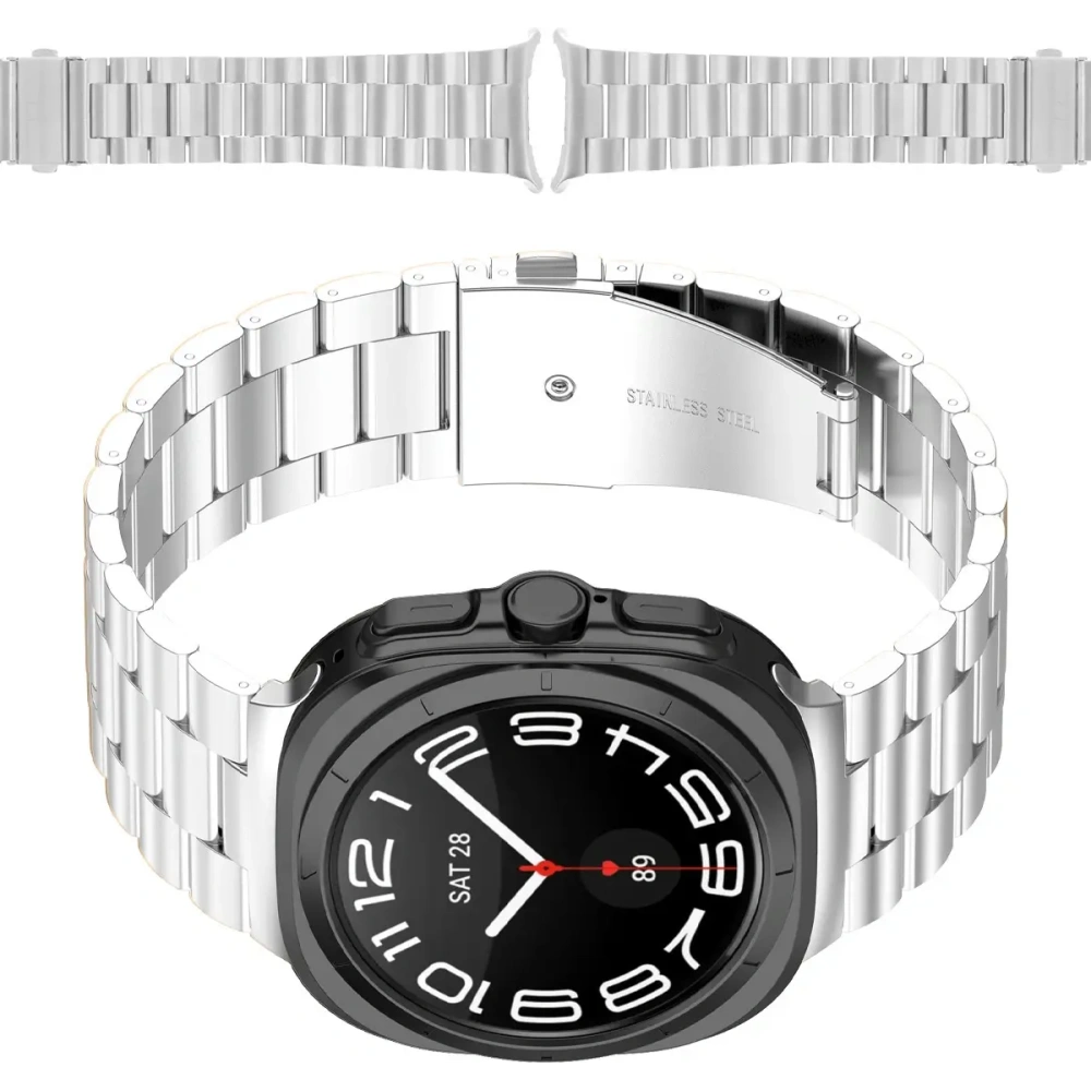 Pasek ze stali nierdzewnej Bizon Strap Watch Aura do Samsung Galaxy Watch Ultra 47 mm srebrny