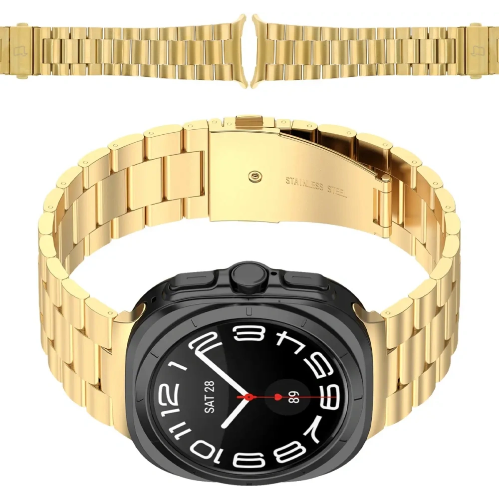 Pasek ze stali nierdzewnej Bizon Strap Watch Aura do Samsung Galaxy Watch Ultra 47 mm złoty