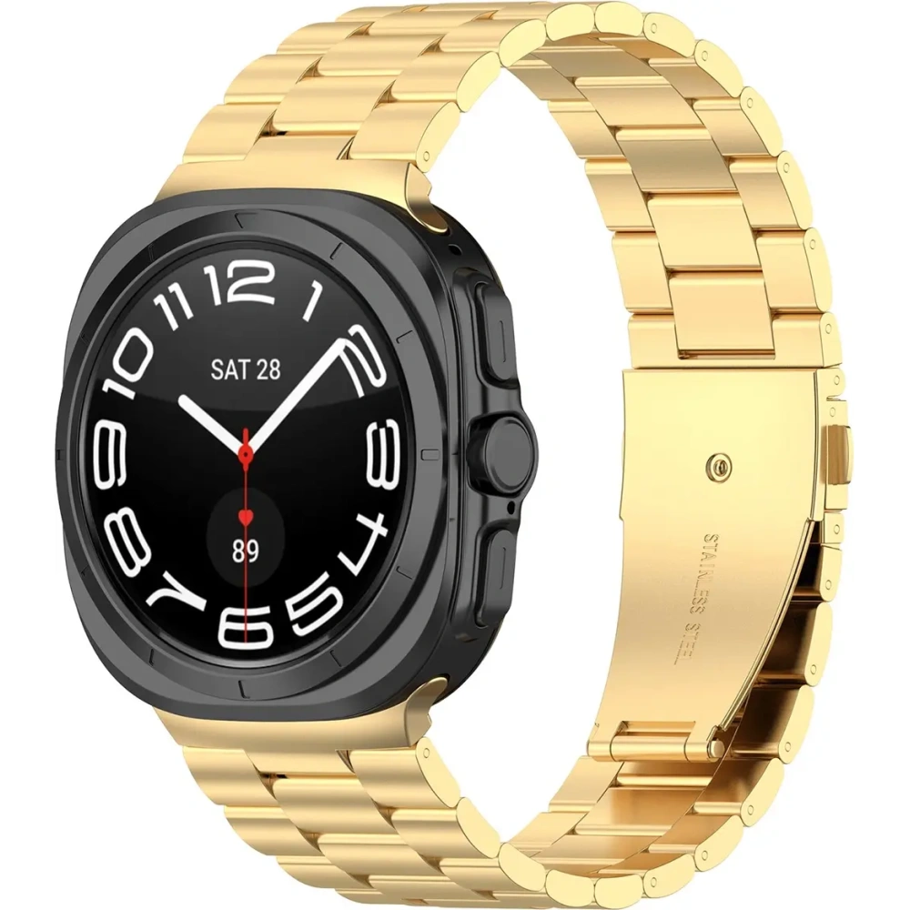 Pasek ze stali nierdzewnej Bizon Strap Watch Aura do Samsung Galaxy Watch Ultra 47 mm złoty