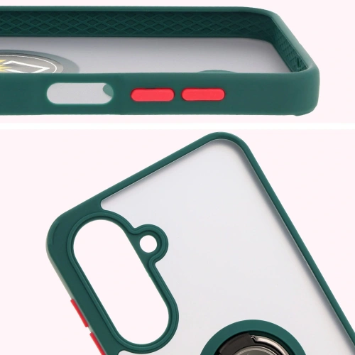 Kup Etui z uchwytem na palec Bizon Case Hybrid Ring do Samsung Galaxy A26 5G kouřové s tmavě zeleným rámem - BIZ8080 - {ean13} - Sklep Home Screen