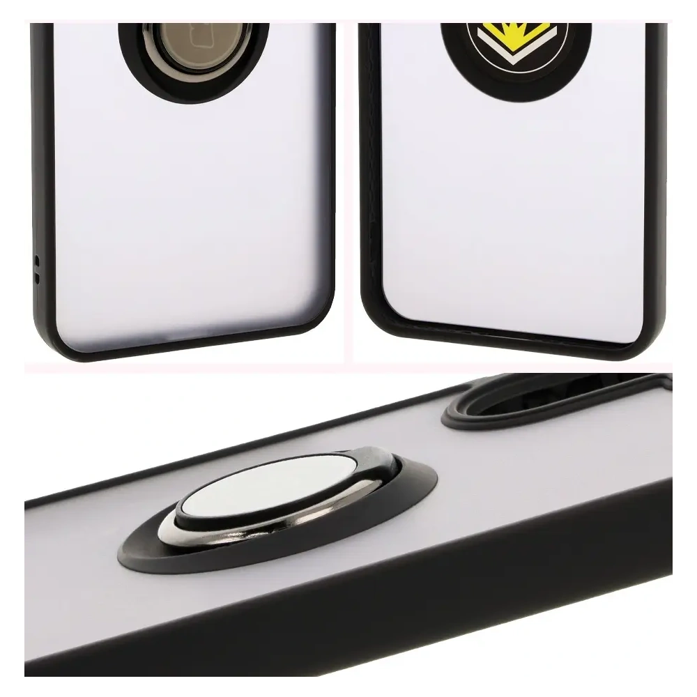 Etui z uchwytem na palec Bizon Case Hybrid Ring do Samsung Galaxy A26 5G przydymione z czarną ramką