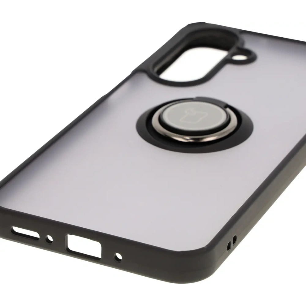 Etui z uchwytem na palec Bizon Case Hybrid Ring do Samsung Galaxy A26 5G przydymione z czarną ramką