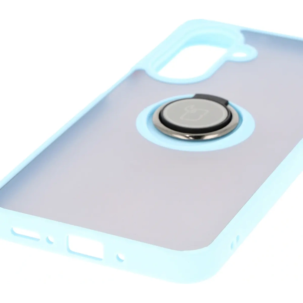 Etui z uchwytem na palec Bizon Case Hybrid Ring do Samsung Galaxy A26 5G przydymione z jasnoniebieską ramką