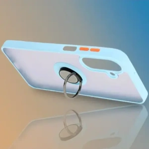 Etui z uchwytem na palec Bizon Case Hybrid Ring do Samsung Galaxy A26 5G przydymione z jasnoniebieską ramką
