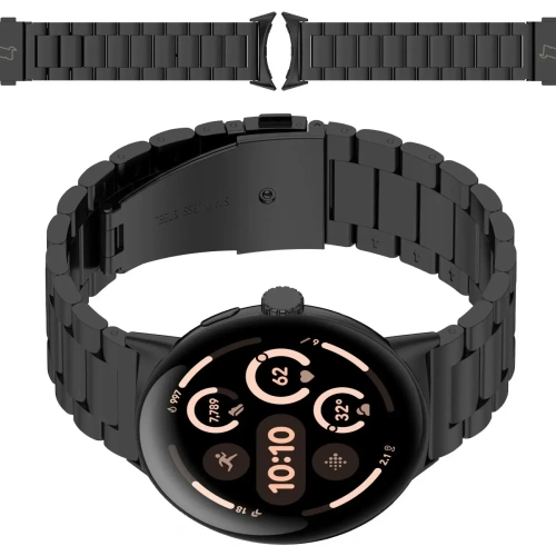 Kup Pasek z nerezové oceli Bizon Strap Watch Aura do Google Pixel Watch 3 / 2 / 1 41 mm černý - BIZ8086 - {ean13} - Sklep Home Screen