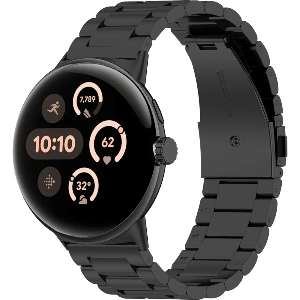 Pasek ze stali nierdzewnej Bizon Strap Watch Aura do Google Pixel Watch 3 / 2 / 1 41 mm czarny