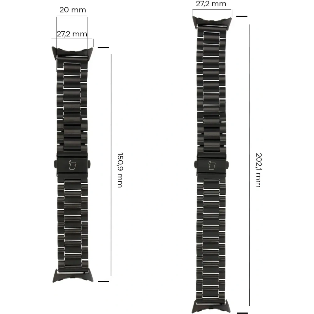 Pasek ze stali nierdzewnej Bizon Strap Watch Aura do Google Pixel Watch 3 / 2 / 1 41 mm czarny