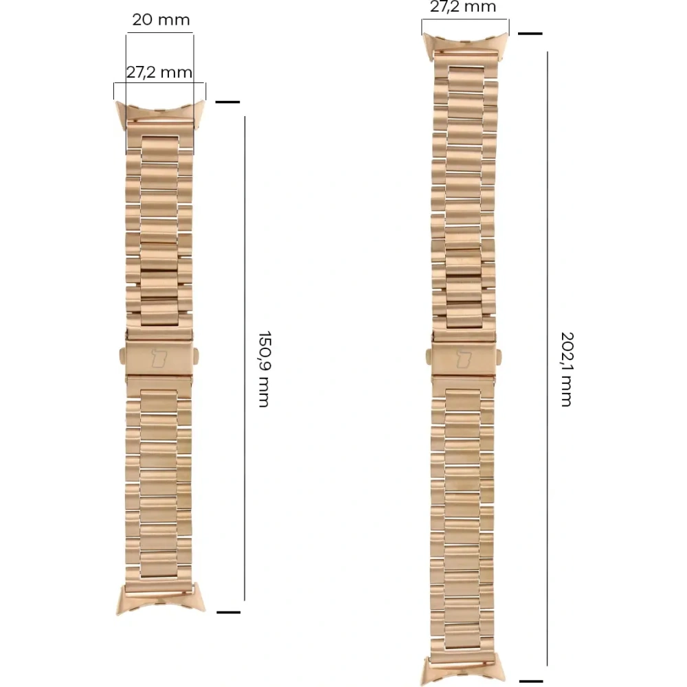 Pasek ze stali nierdzewnej Bizon Strap Watch Aura do Google Pixel Watch 3 / 2 / 1 41 mm różowozłoty