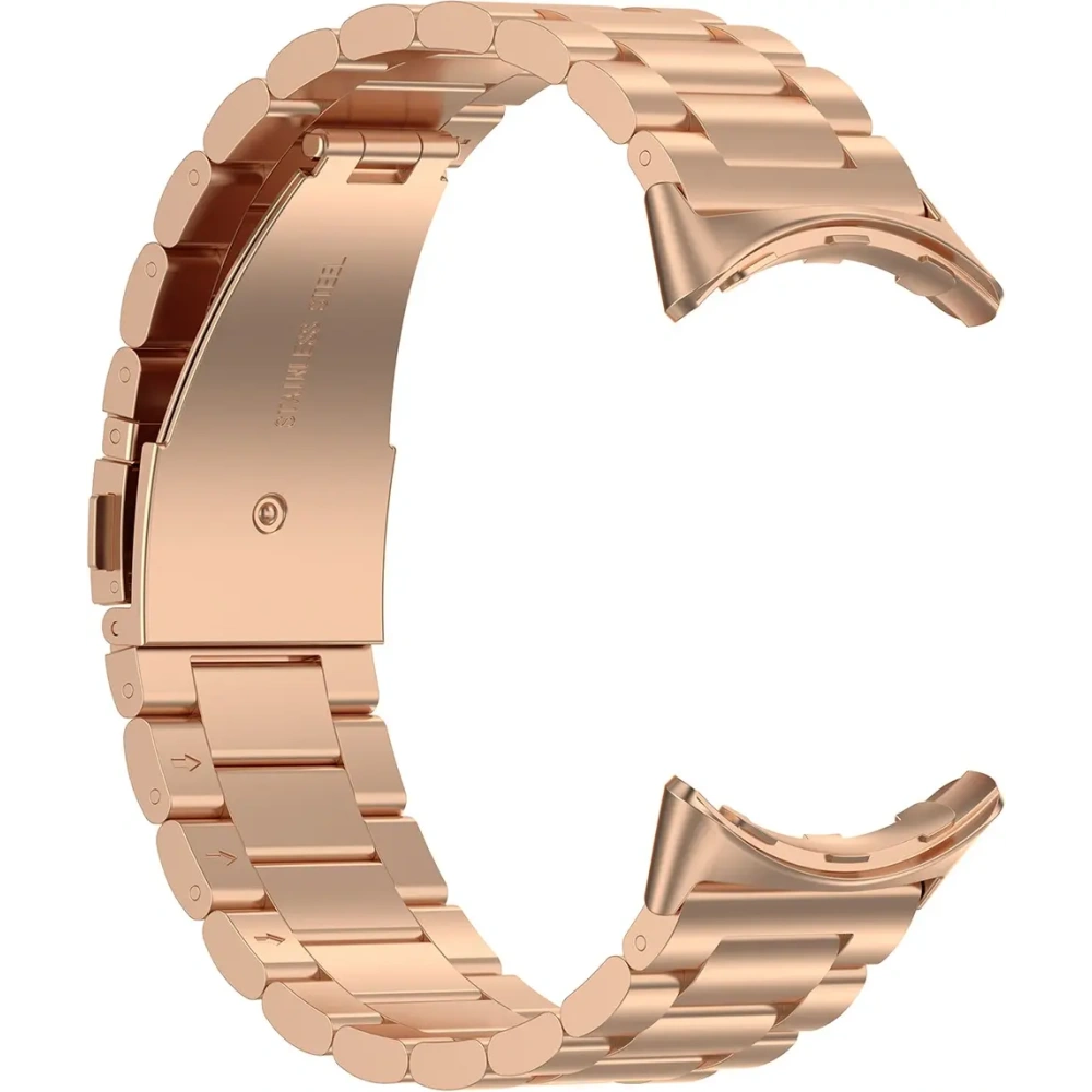 Pasek ze stali nierdzewnej Bizon Strap Watch Aura do Google Pixel Watch 3 / 2 / 1 41 mm różowozłoty