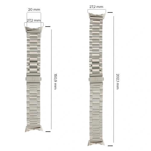 Kup Pasek ze stali nierdzewnej Bizon Strap Watch Aura do Google Pixel Watch 3 / 2 / 1 41 mm srebrny - BIZ8088 - {ean13} - Sklep Home Screen