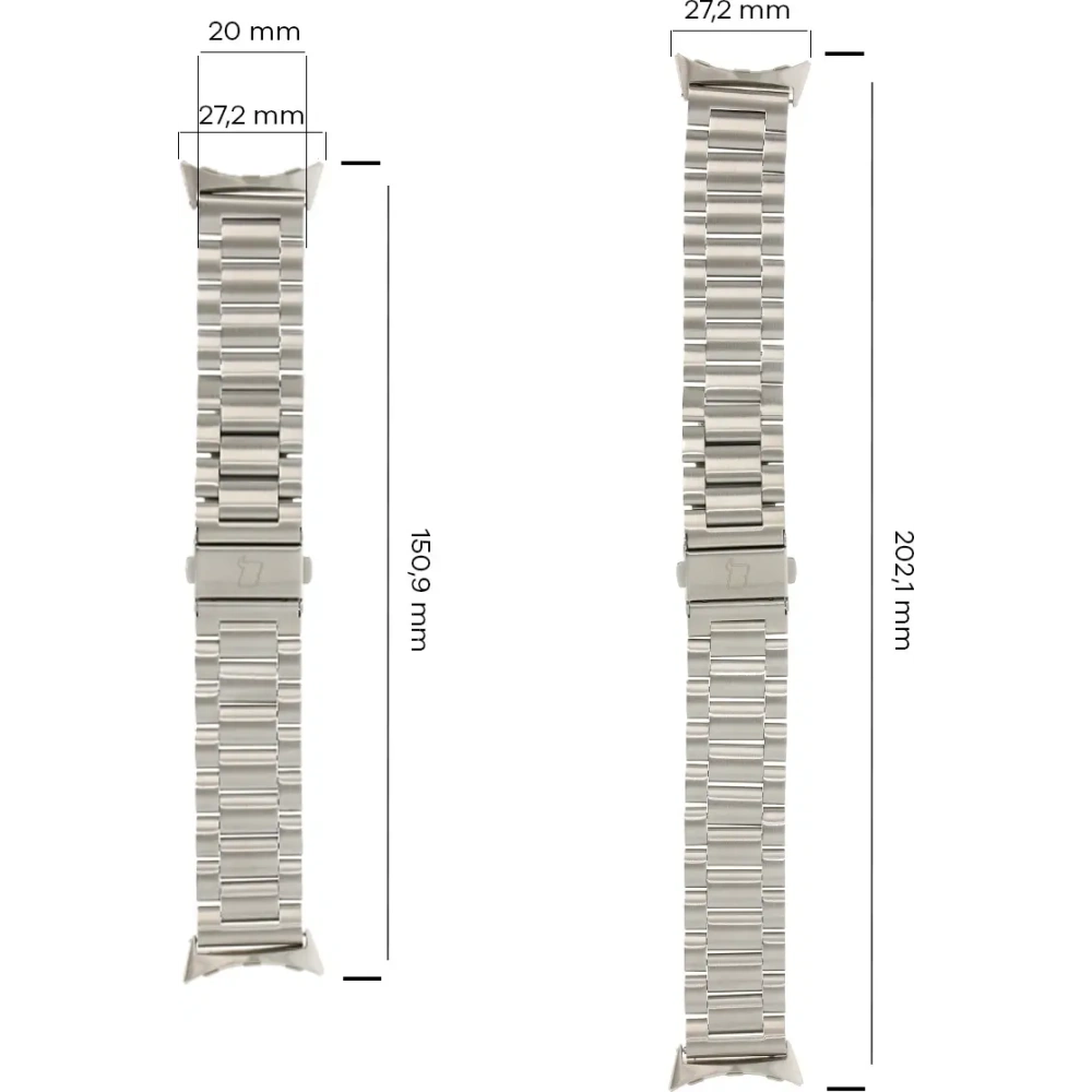 Pasek ze stali nierdzewnej Bizon Strap Watch Aura do Google Pixel Watch 3 / 2 / 1 41 mm srebrny