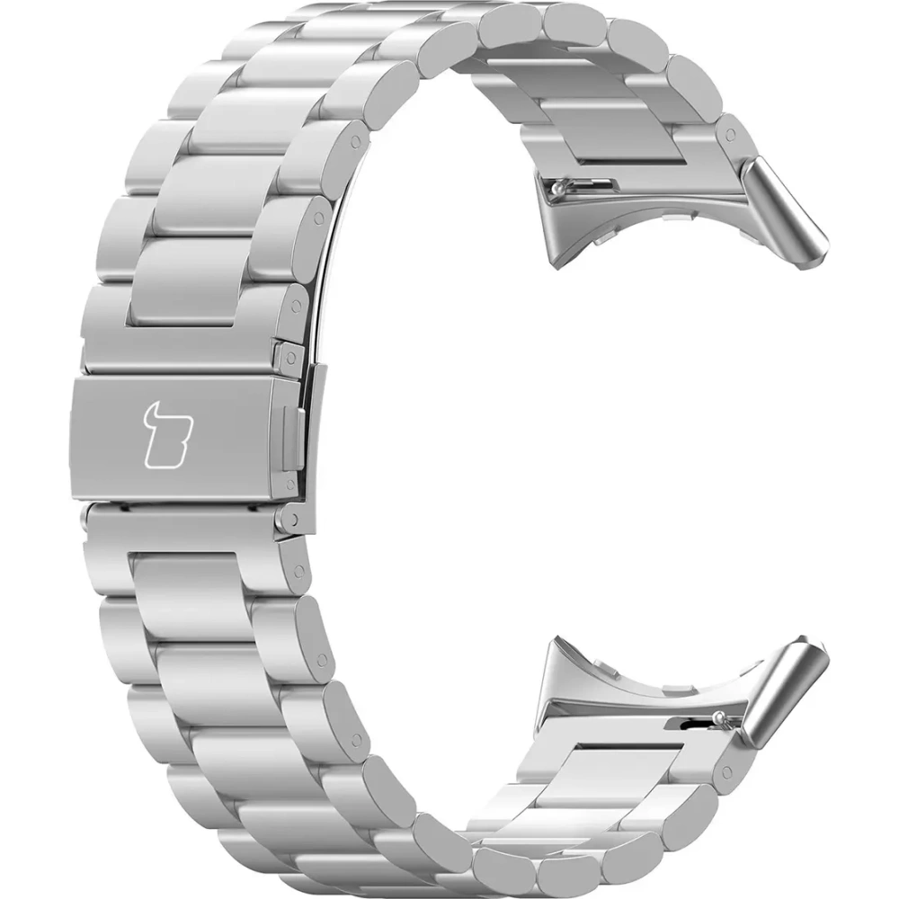 Pasek ze stali nierdzewnej Bizon Strap Watch Aura do Google Pixel Watch 3 / 2 / 1 41 mm srebrny