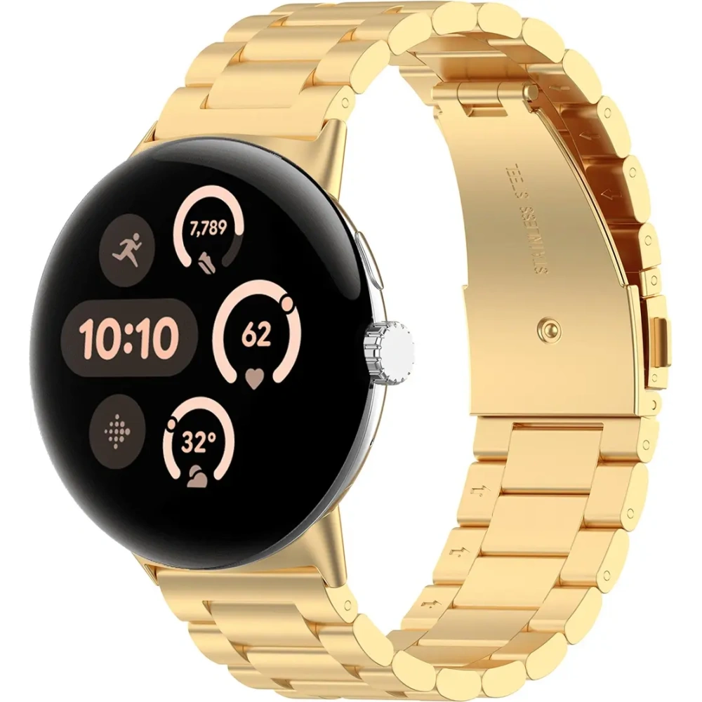Pasek ze stali nierdzewnej Bizon Strap Watch Aura do Google Pixel Watch 3 / 2 / 1 41 mm złoty