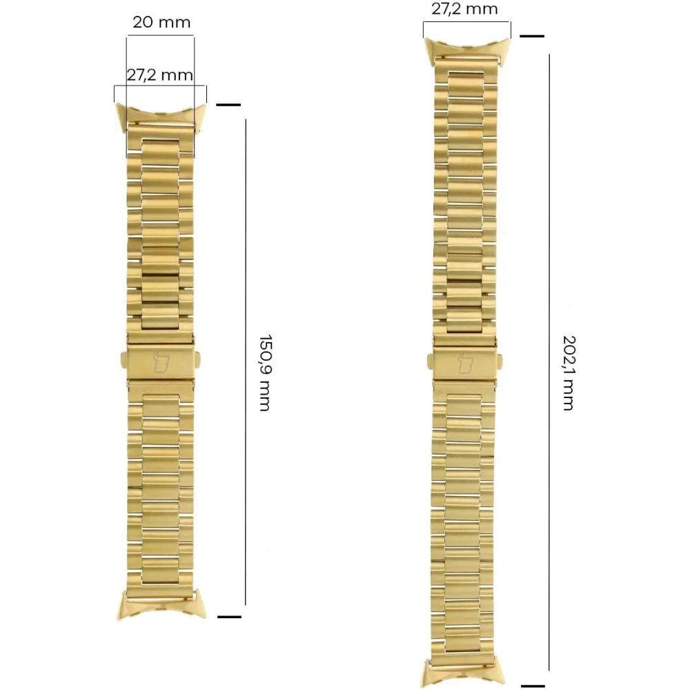 Pasek ze stali nierdzewnej Bizon Strap Watch Aura do Google Pixel Watch 3 / 2 / 1 41 mm złoty